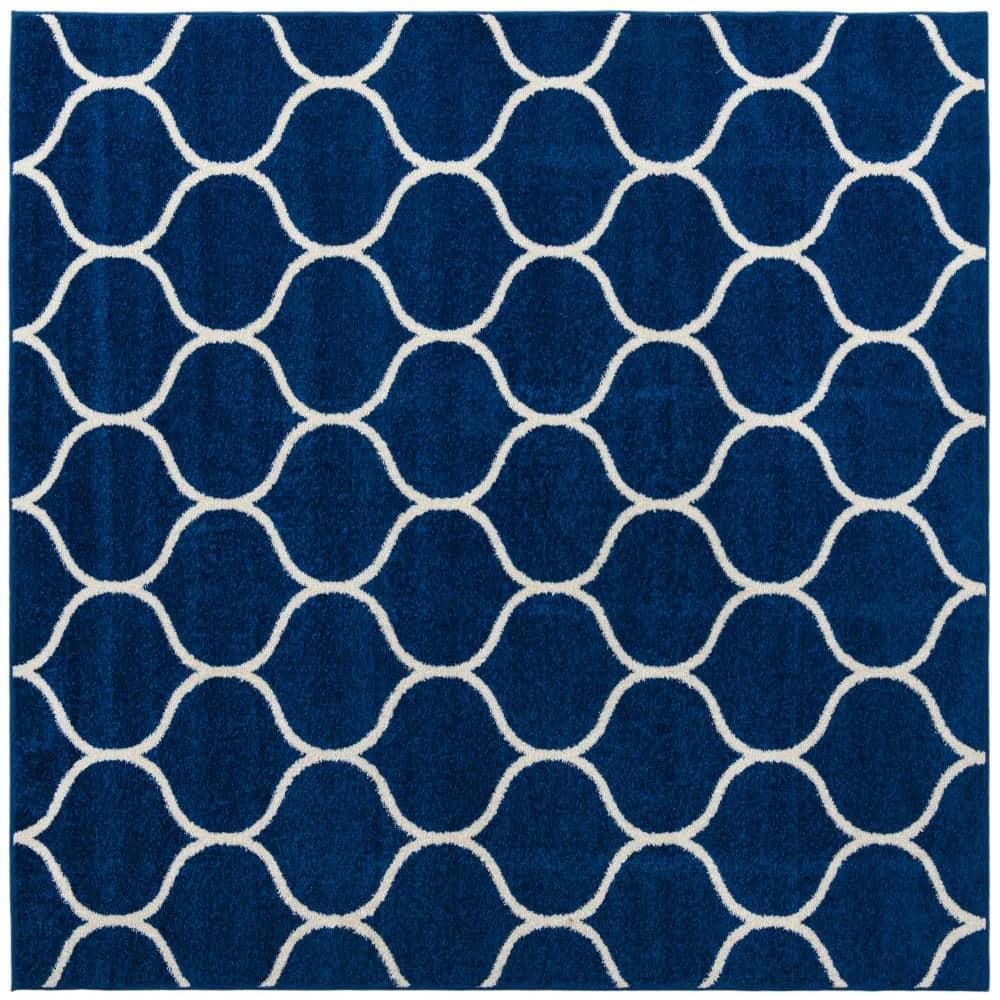 Trellis Frieze Rounded Navy Blue 7 ft. 10 in. x 7 ft. 10 in. Area Rug price history on PriceWatchPro