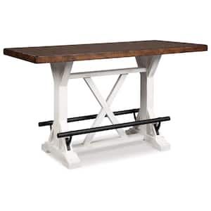 Valebeck Casual White/Brown Wood 30 in. Trestle Dining Table Seats 4