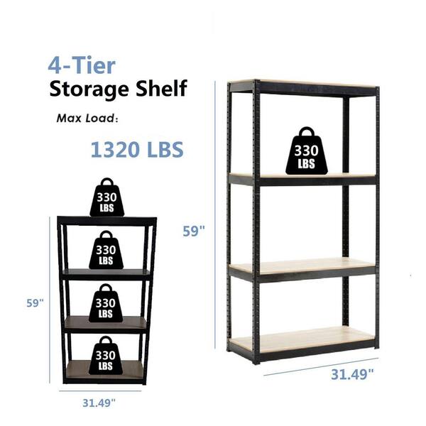 IRIS 67.72 in. Brown 4-shelf Baker's Rack with Storage Adjustable