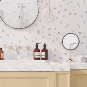 Mosaic White Marble 9.92 in. x 9.92 in. PVC Peel and Stick Tile Backsplash (5.47 sq. ft. Per Case/8-Pack Size)