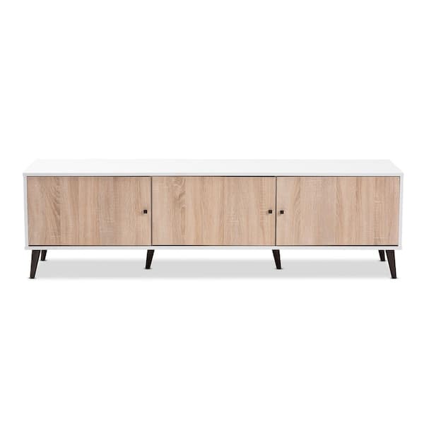 Baxton Studio Bastien White and Oak Brown TV Stand