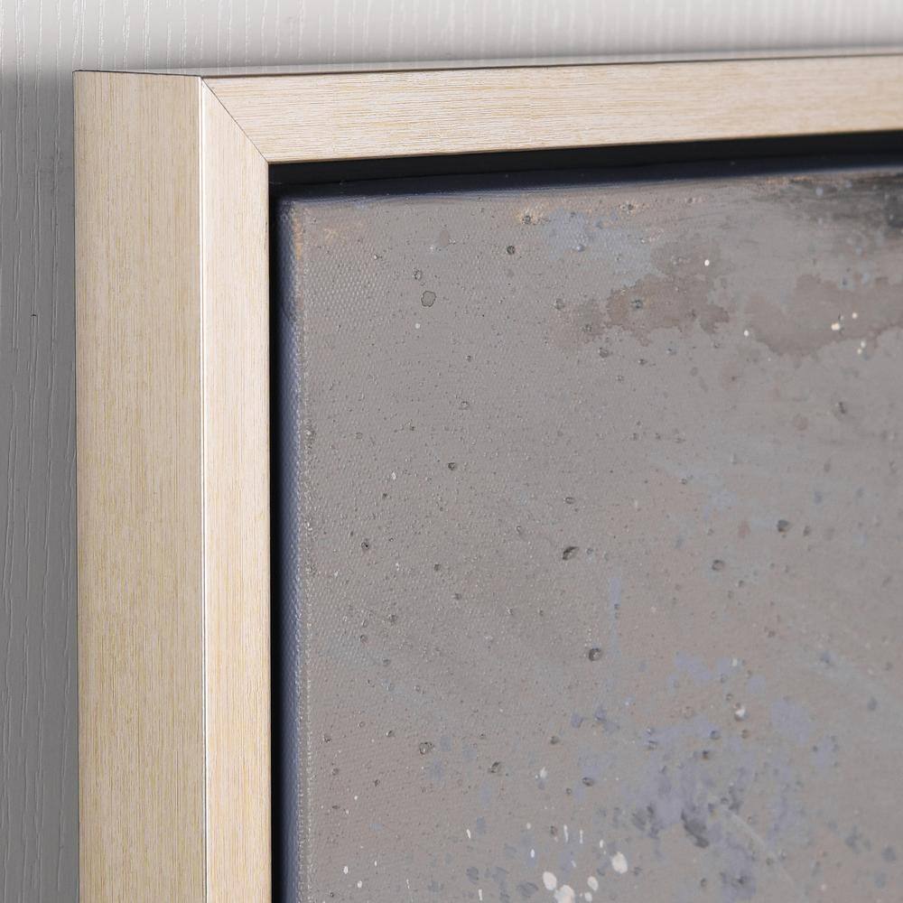 Iced Textured Abstract Triptych Oil Painting with Champagne Frame