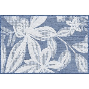 Eco Floral Blue 2 ft. x 3 ft. Indoor/Outdoor Area Rug