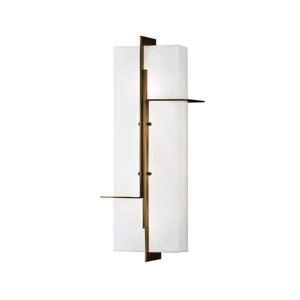 NORWELL Matrix 1-Light Aged Brass LED Outdoor Wall Lantern Sconce