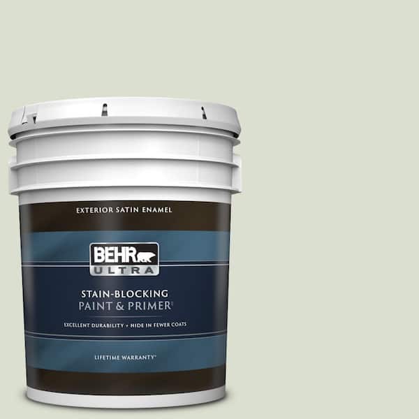 BEHR ULTRA 5 gal. #PPL-47 Sage Tint Satin Enamel Exterior Paint & Primer