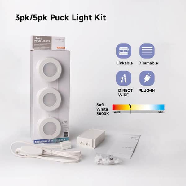 PRIVATE BRAND UNBRANDED Plug-In 3-Light White Dimmable Integrated