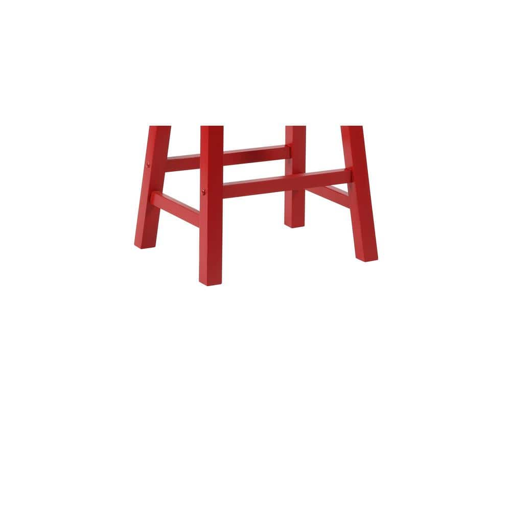 Crimson Red 24" Wooden Backless Saddle Counter Stool