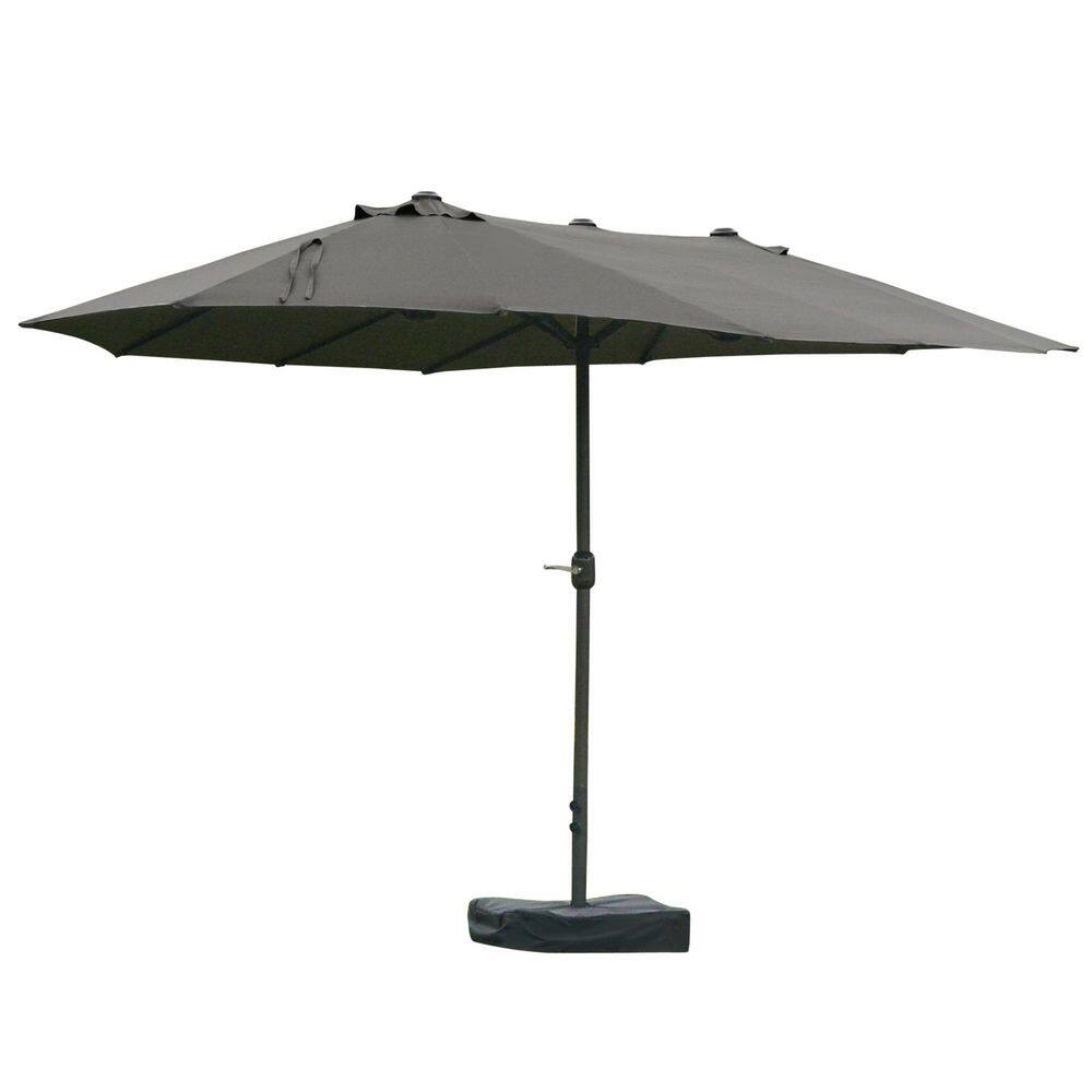 15 ft. Steel Rectangular Outdoor Double Sided Market Patio Umbrella in Dark Gray with Base for Deck Pool Patio price history on PriceWatchPro