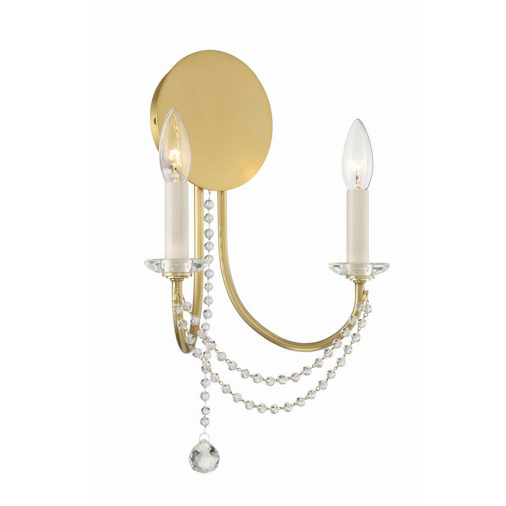 Elegant Aged Brass 2-Light Dimmable Wall Sconce
