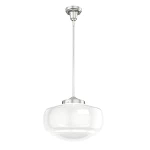 Saddle Creek 1 Light Brushed Nickel Pendant with Frosted Glass Shade Kitchen Light