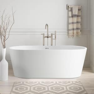 Bordeaux 67 in. Acrylic Flatbottom Freestanding Bathtub in White/Polished Chrome