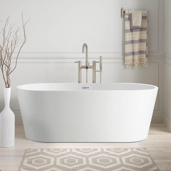 Vanity Art Bordeaux 67 in. Acrylic Flatbottom Freestanding Bathtub in White/Polished Chrome