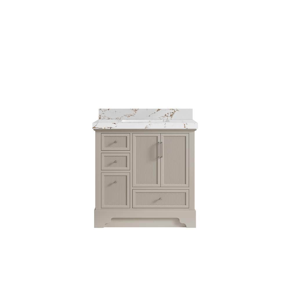 Alys 36 in. W x 22 in. D x 36 in. H Single Sink Bath Vanity Center in Fine Grain with 2 in. Viola Brown Qt. Top price history on PriceWatchPro