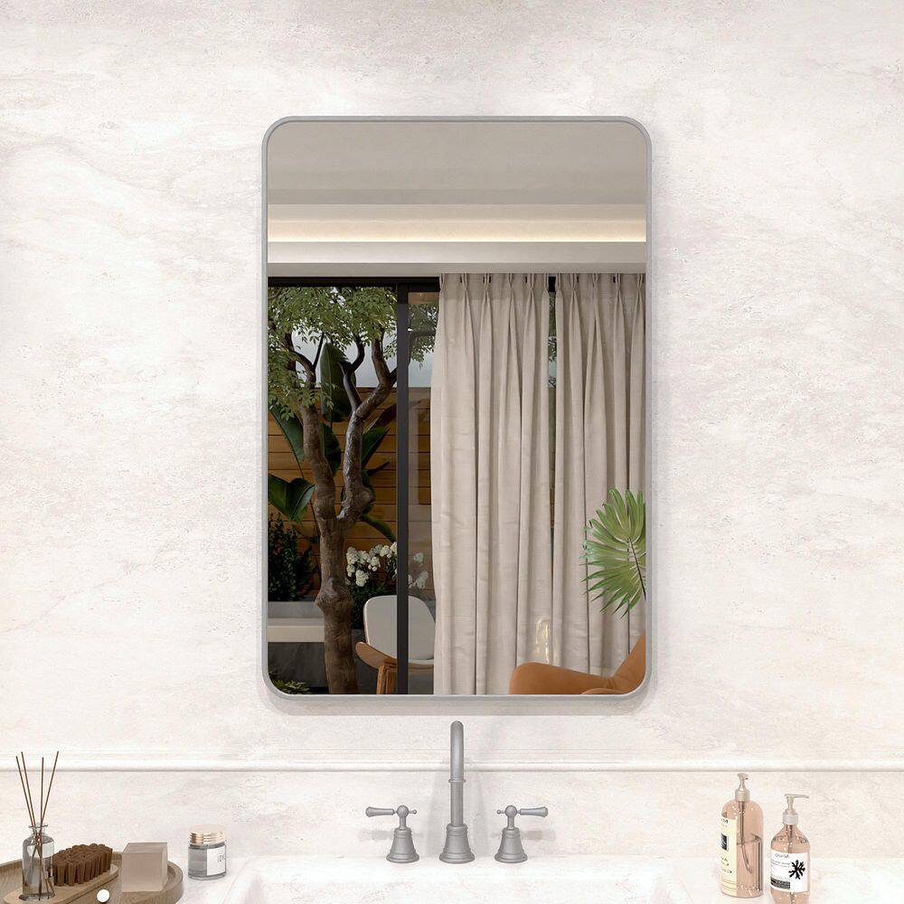 Vista 24 in. W x 36 in. H Rectangular Framed Wall Bathroom Vanity Mirror in Gun Grey price history on PriceWatchPro