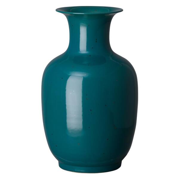 Emissary 17 in. Lantern Lagoon Speckle Blue Porcelain Vase