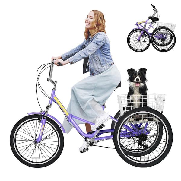 MOONCOOL Adult Folding Tricycles, 7 Speed Folding Adult Trikes, 20 in. Bikes with Low Step-Through, Foldable Tricycle for Adults
