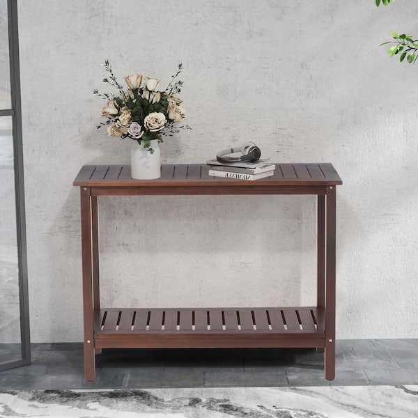 Unbranded 42 in. W x 36.7 in. H Brown Outdoor Garden Potting Bench Table Work Bench Console Potting Table Open Shelf