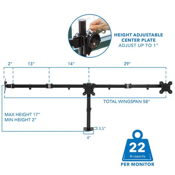 mount-it! Full Motion Triple Monitor Desk Mount for 24 in. to 32 in.  Monitors MI-753XL - The Home Depot