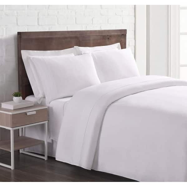 Brooklyn Loom Flax Linen 4-Piece White Solid 300 Thread Count California King Sheet Set