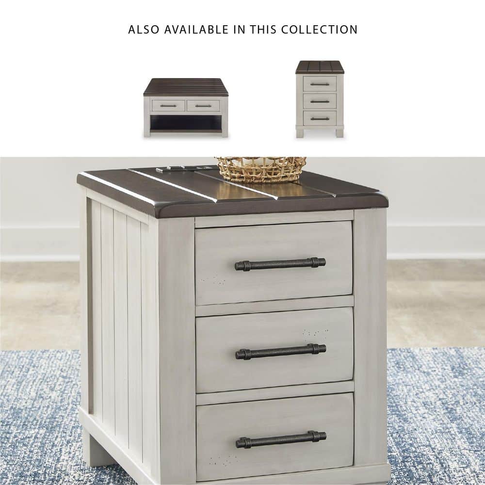 Darborn 18 in. Gray Rectangle Wood End Table with Storage and Drawers - thumbnail 8