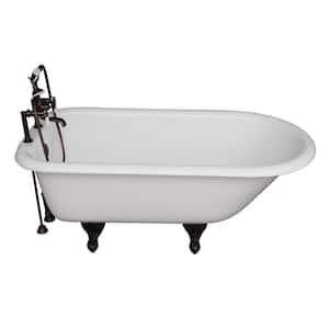 5 ft. Cast Iron Roll Top Bathtub Kit in White with Oil Rubbed Bronze Accessories
