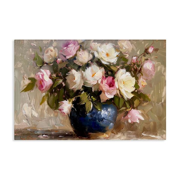 Stupell Industries Painterly Vase of Roses by LSR Design Studio Unframed Nature Graphic Art Print 16 in. x 24 in.