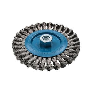 6 in. W Wheel Brush with Knot-Twisted Wires 5/8 in. - 11 in. Arbor