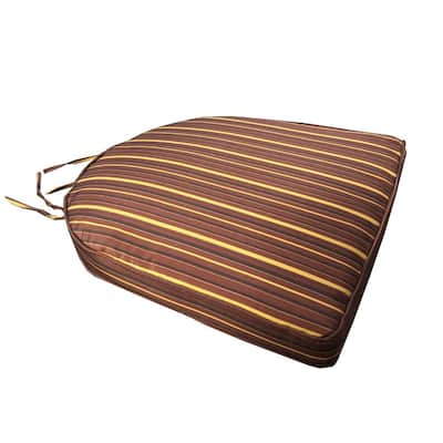 20 in. x 19 in. Red Trapezoid Outdoor Patio Dining Chair Seat Cushion Stripes with Ties