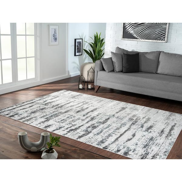 Grey 3 ft. x 5 ft. Polyester Rectangle Area Rug