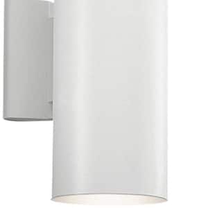 Independence 12 in. 2-Light White Outdoor Hardwired Wall Cylinder Sconce with No Bulbs Included (1-Pack)