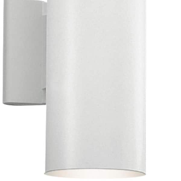 Independence 12 in. 2-Light White Outdoor Hardwired Wall Cylinder Sconce with No Bulbs Included (1-Pack)