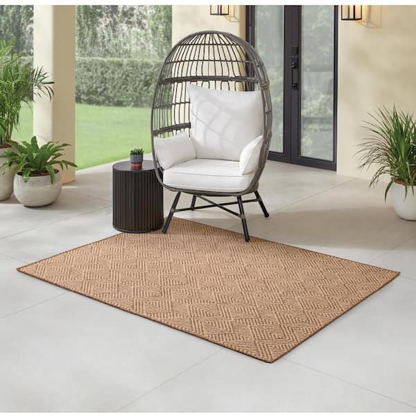 Brown Zig Zag 6 ft. x 9 ft. Indoor/Outdoor Area Rug
