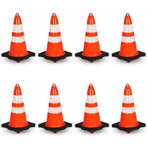 18 in. PVC Cone - 8 Pieces High Visibility Structurally Stable for Traffic, Parking, and Construction Safety (Orange)