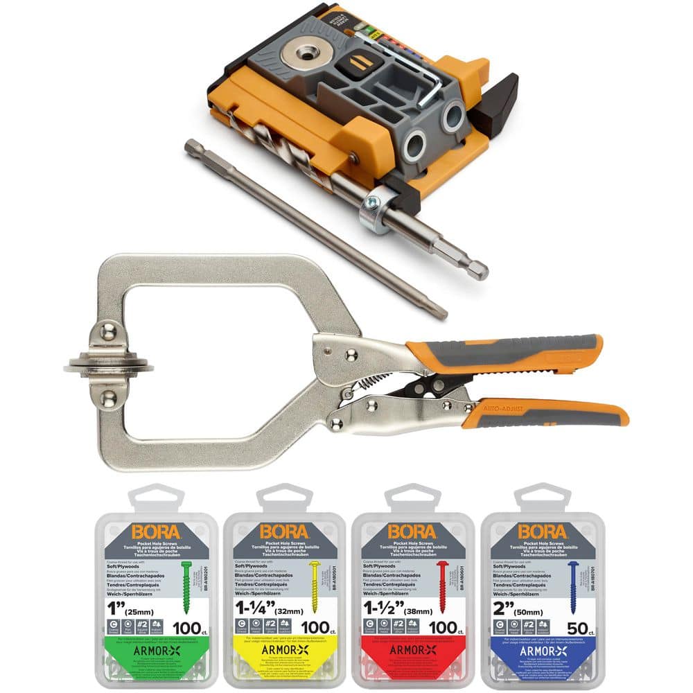 BORA Auto Mini Pocket Hole Jig System Project Pack and 350-Piece