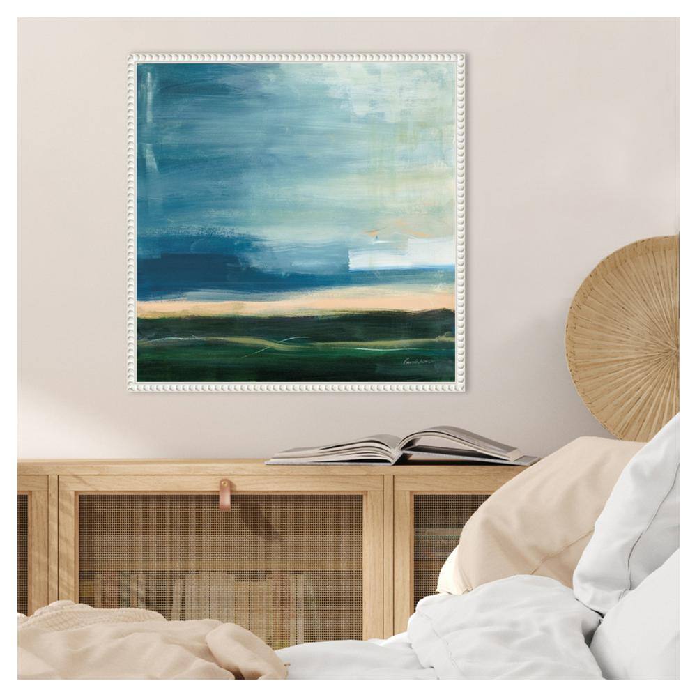 Life Light Landscape Abstract Canvas Wall Art with White Beaded Frame
