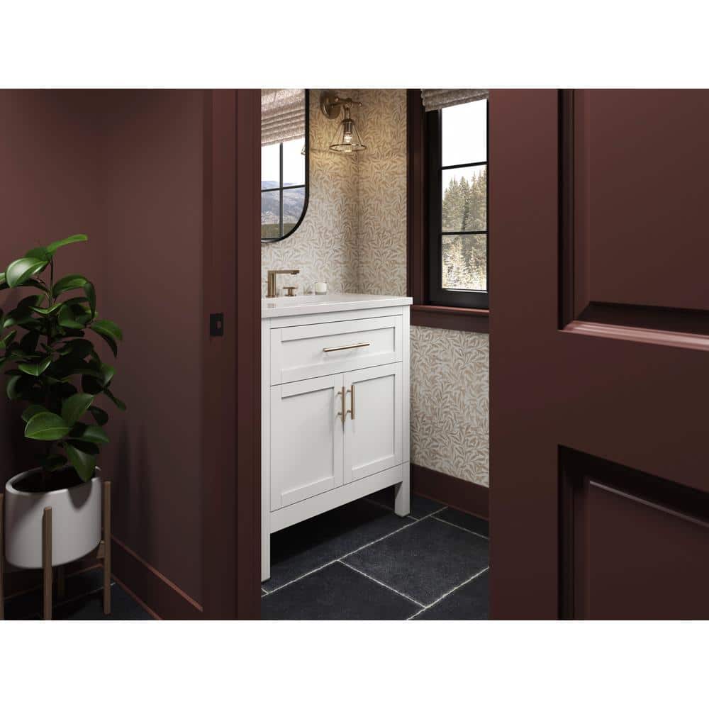 White Shaker Style 30" Single Bathroom Vanity Set with Quartz Top