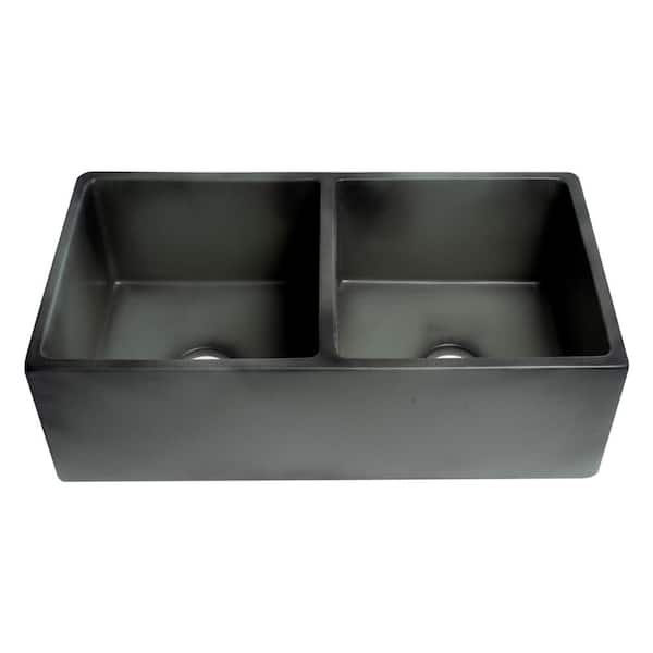 Alfi Brand ABCO3318DB 33 in. Concrete Color Reversible Double Fireclay Farmhouse Kitchen Sink