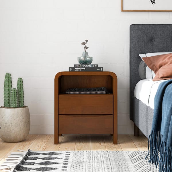 Ashcroft Furniture Co Dempsey 20.4 in W 2-Drawer Nightstand in Walnut Brown