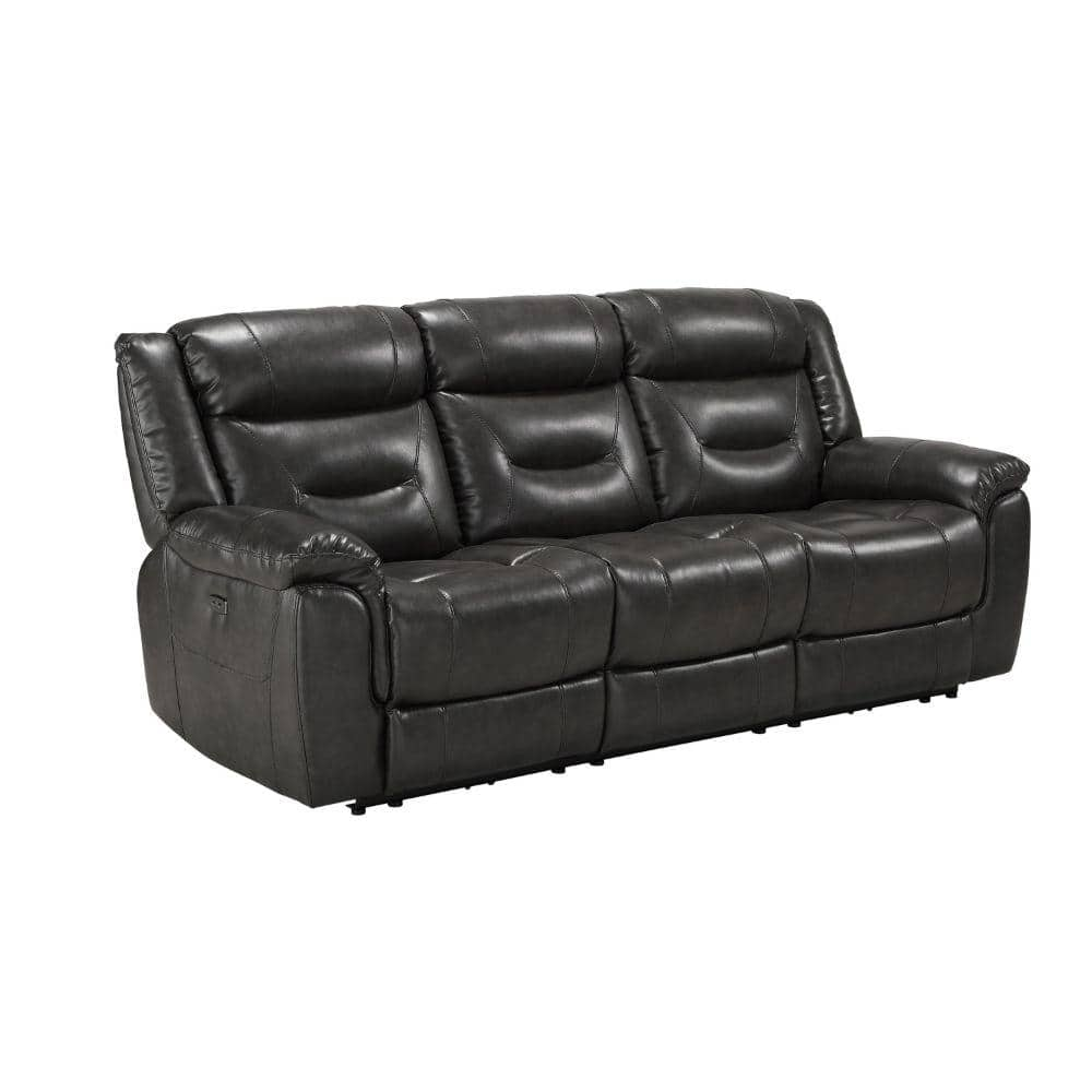 Benjara 39 In. Slope Arm Leatherette 3-Seater Modern Power Recliner ...