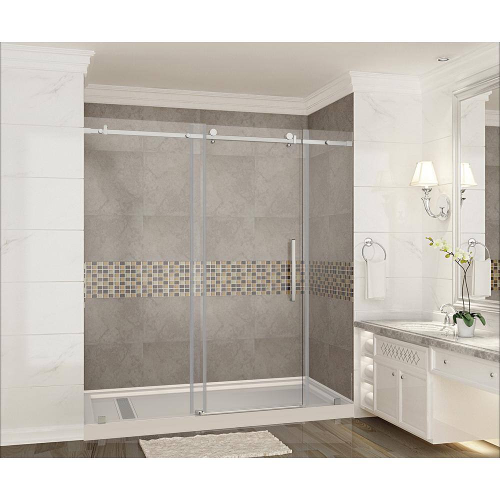 Moselle 75" Frameless Clear Glass Sliding Shower Door with Chrome Hardware
