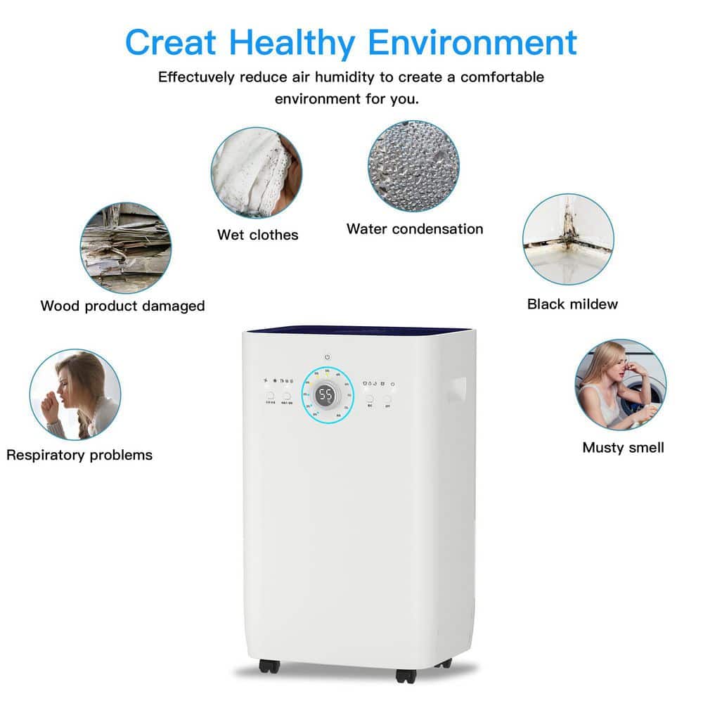 125 Pt White Commercial Dehumidifier with Pump and Auto Defrost