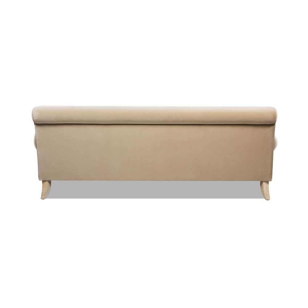 Alana 88" Fawn Brown Velvet Lawson Sofa with Wood Legs