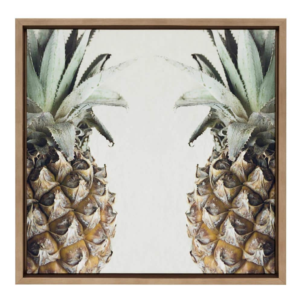Gold Framed Pineapples Print on Canvas, 22" x 22"