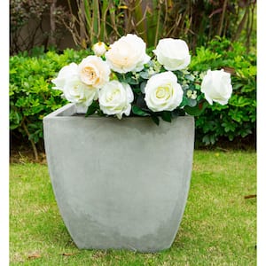 15 in. Tall Natural Lightweight Concrete Modern Flared Square Planter