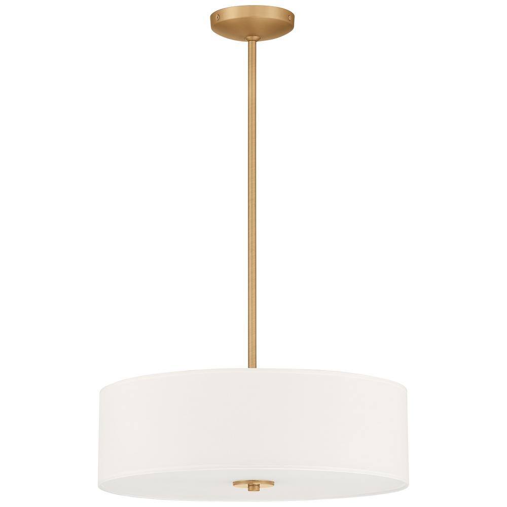 Antique Brushed Brass 18" LED Drum Ceiling Light - Transitional Design