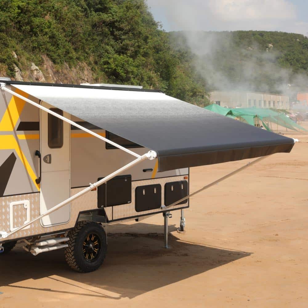 Black and White Fade Retractable RV/Patio Awning 20x8 ft Vinyl