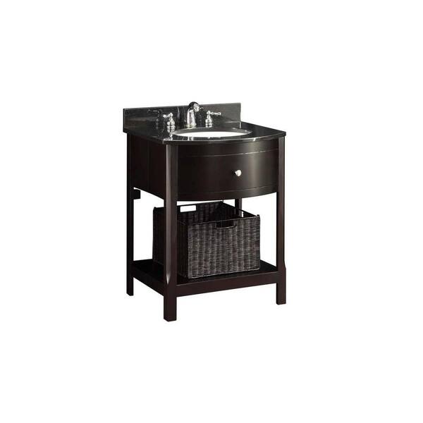 Home Decorators Collection 25 in. Vanity in Espresso with HeBei Marble Vanity Top in Black and White Basin