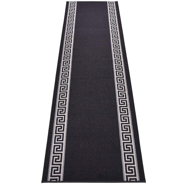 Chain Border Design Cut to Size Gray Color 36 Width x Your Choice Length Custom Size Slip Resistant Stair Runner Rug