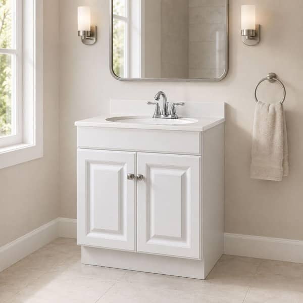 Wyndham 30 in. 2-Door Bath Vanity Cabinet Only in White (Ready to Assemble)