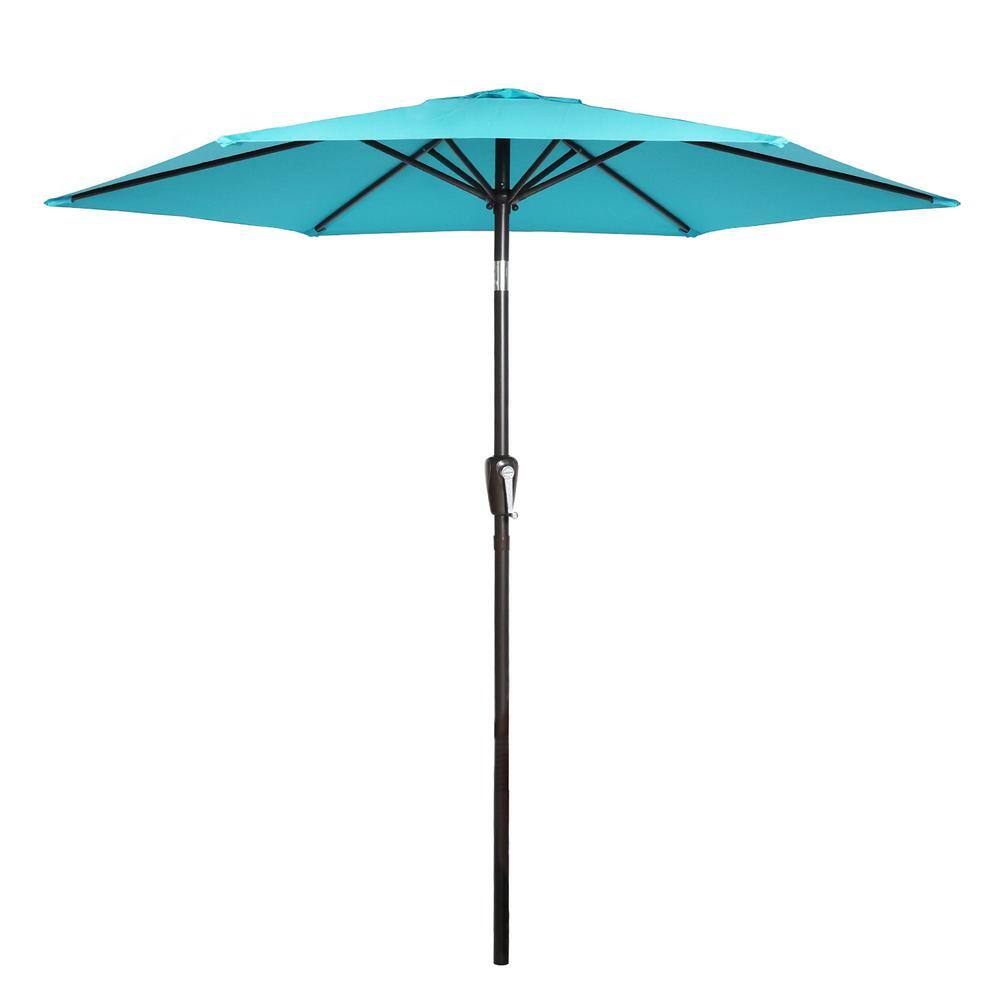 WUNIN 7.5 ft. Market Outdoor Patio Umbrella Table in Blue with Push